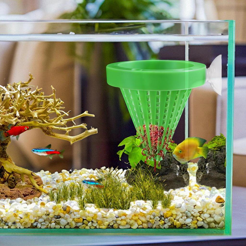 Aquarium Feeder Suction Cup Aquarium Red Worm Bowl Fish Tank Feeding Cup For Living Room Tabletop Foyer Entryway Bedroom