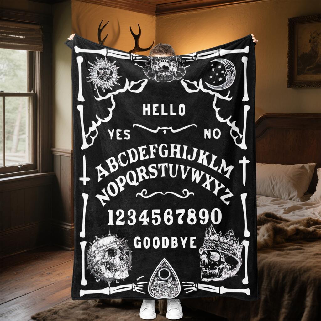 1PC Spirit Board Ouija Print Plush Blanket Perfect All Seasons Soft Comfortable Sofa Office Travel Festive Gift