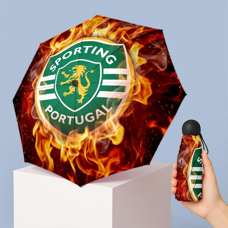 Sporting CP FC Mini 5-fach Taschenschirm Kompakt Leicht Anti-UV Regen Sonnenschutz Schirm Tragbar Reise Regenschirm