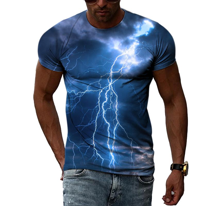 Summer New Fashion Lightning Graphic T Shirts For Men Casual 3D Natural Climate Print T-shirts Personality Cool Blouse T-shirts