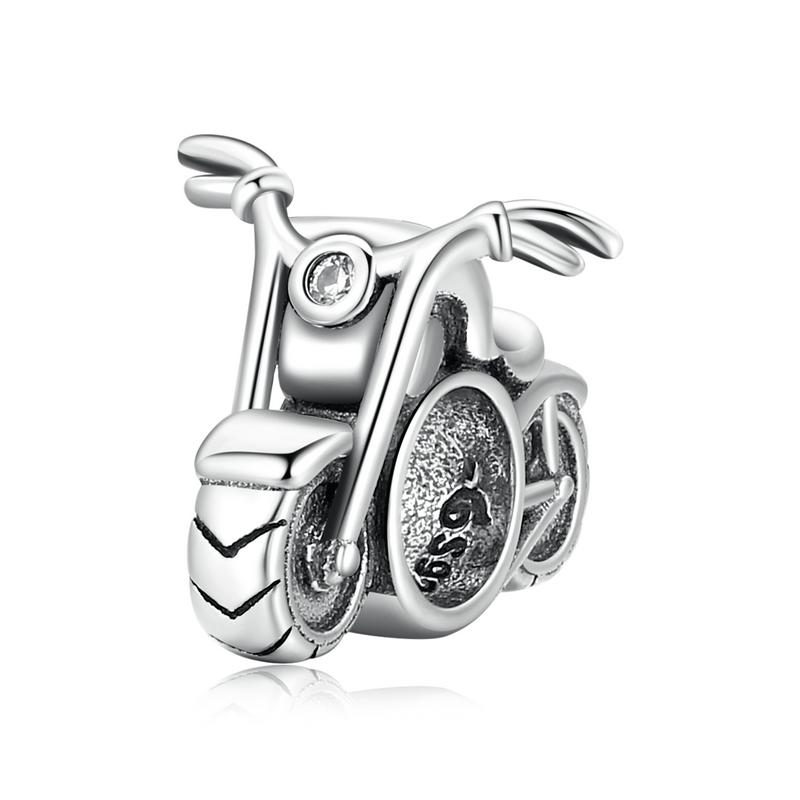 WOSTU Colorful Car Charm 925 Sterling Silver Pumpkin Car Bead Bicycle Zirconia Enamel Pendant Fit Original Bracelet DIY Jewelry