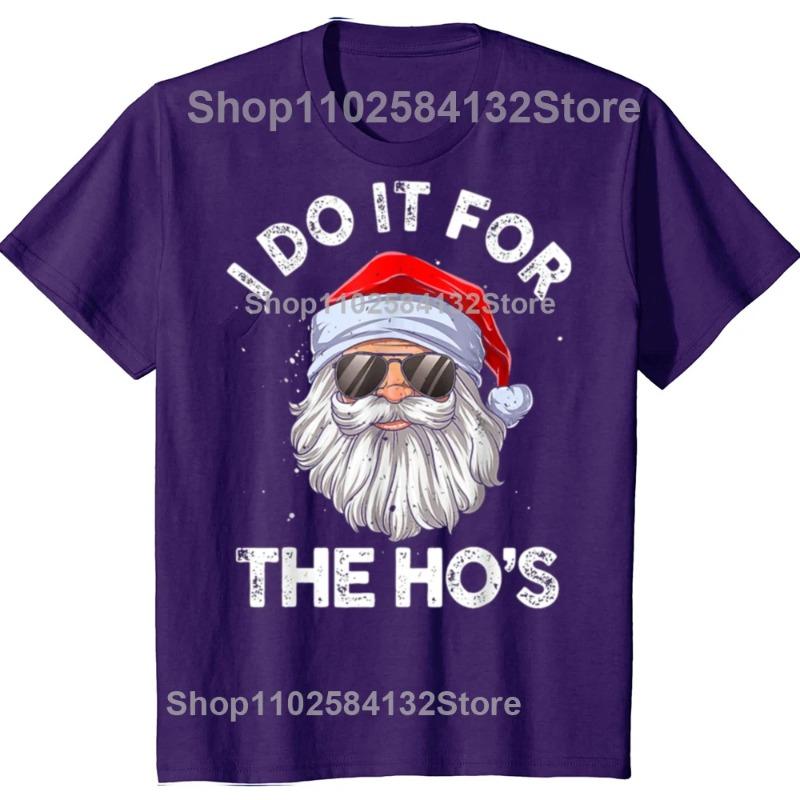 Cotton I Do It for The Hos Funny Inappropriate Christmas Santa Face T-Shirt Man Y2k Top Daddy Xmas Costume
