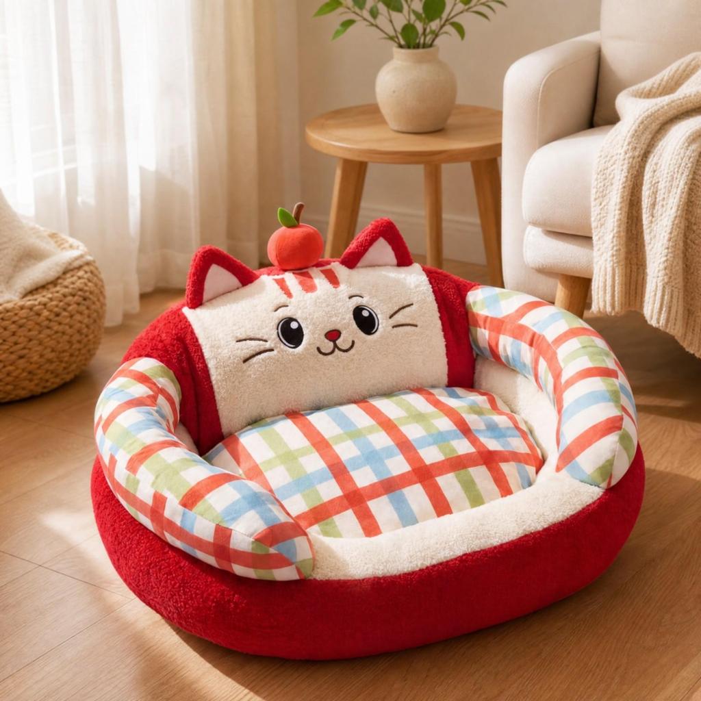 Pet Bed with Removable Cushion Supportive Oval Sofa Raised Bolsters Washable for