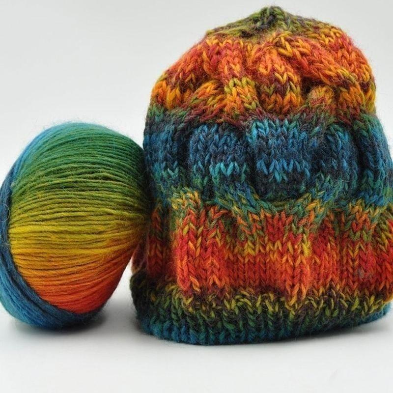 5 Rolls 50g/ball Worsted Section-dyed Rainbow Yarn 100% Pure Wool Yarn for DIY Hand Knitting Crochet Shawl Scarf Thread