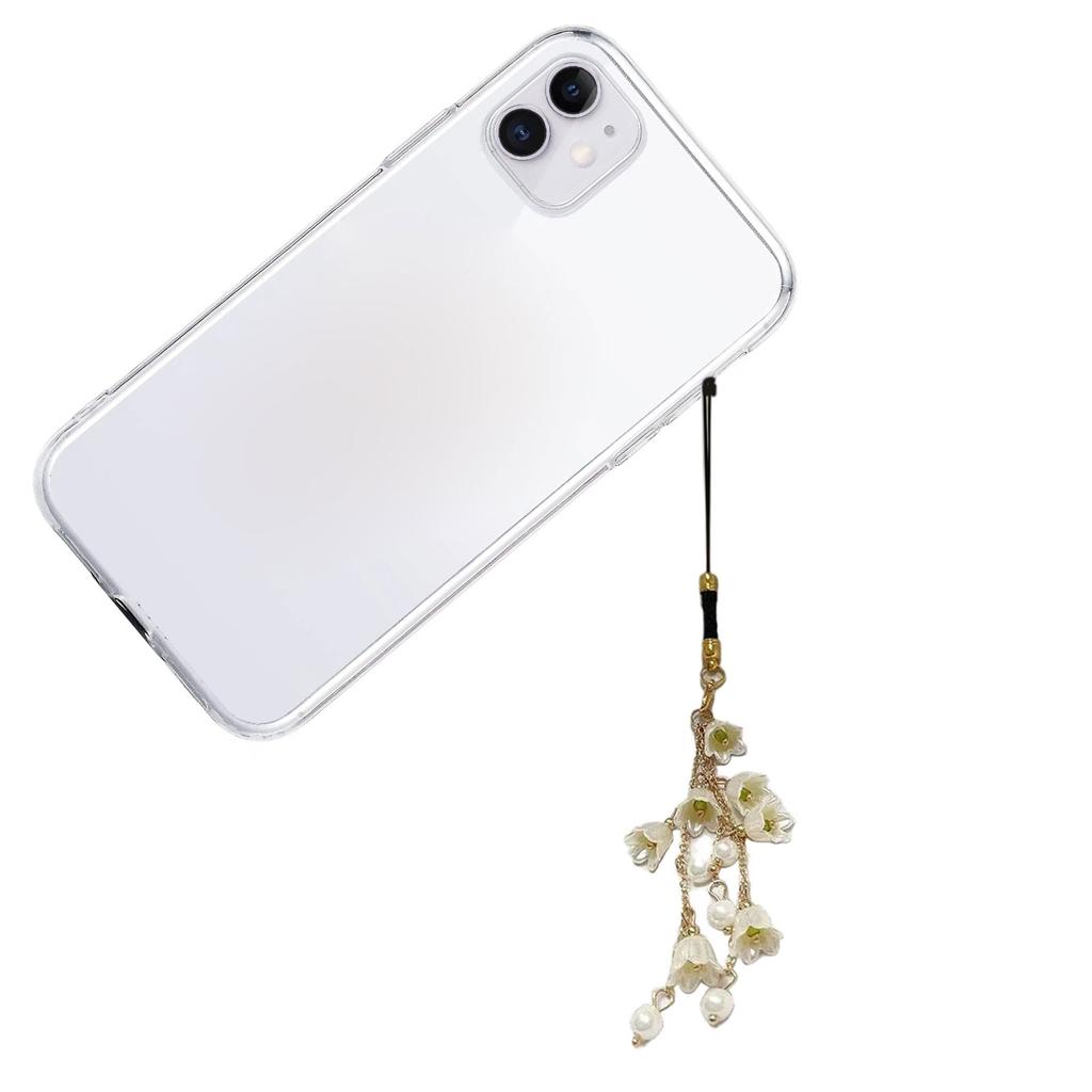 Phone Lanyard Wrist Strap Orchid Charm Keychain Detachable Phone Charm Antilost Cellphone Hangings Cord for Bag Purse