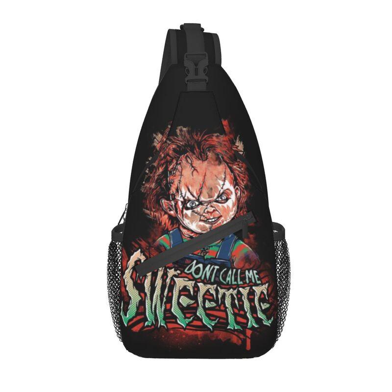 Horror Killer Chucky Sling Crossbody Chest Bag Men Fashion Child's Play Movie Shoulder Backpack for Travel Cycling