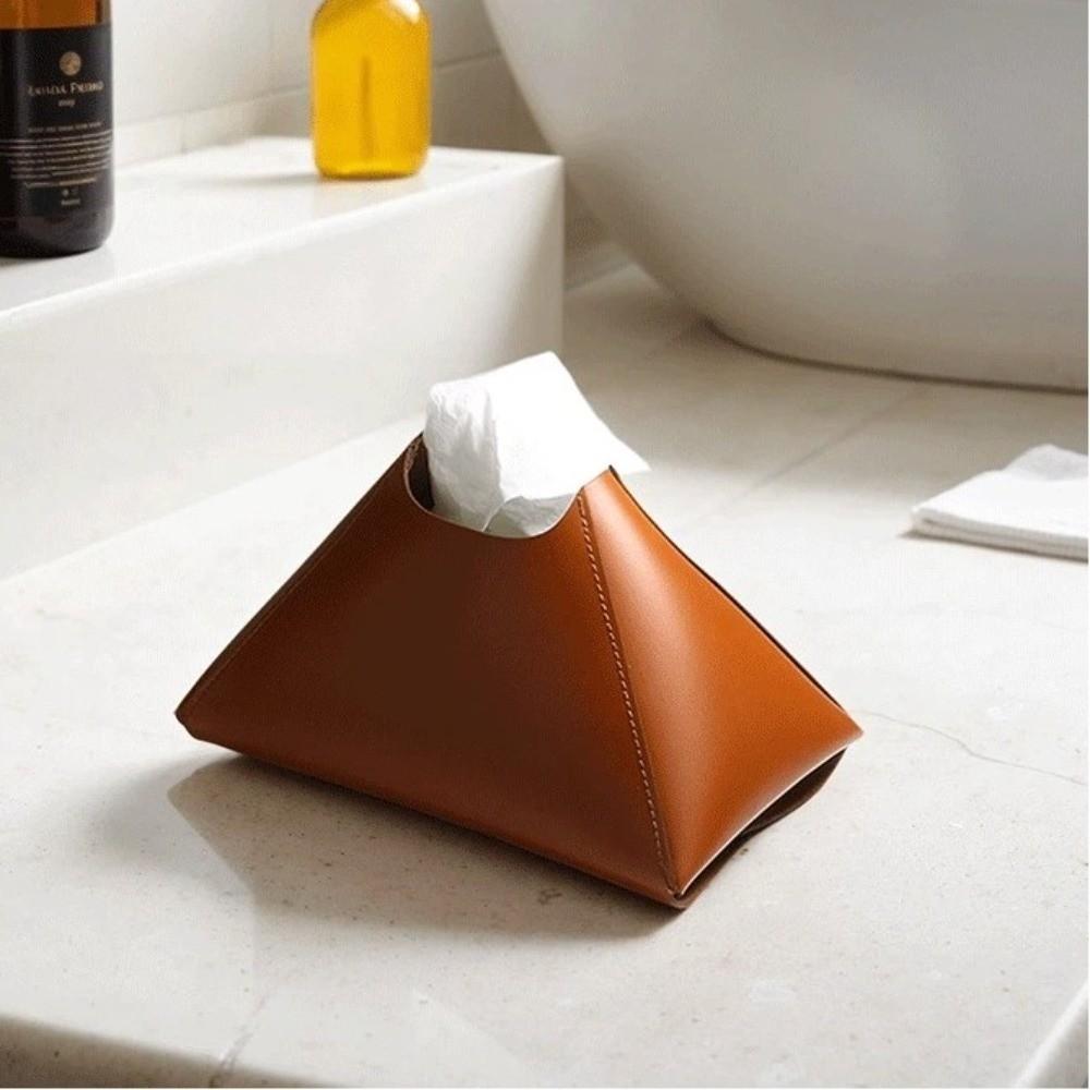 PU Leather Paper Towel Holder Solid Color Pull-Out Paper Towel Holder Box Home