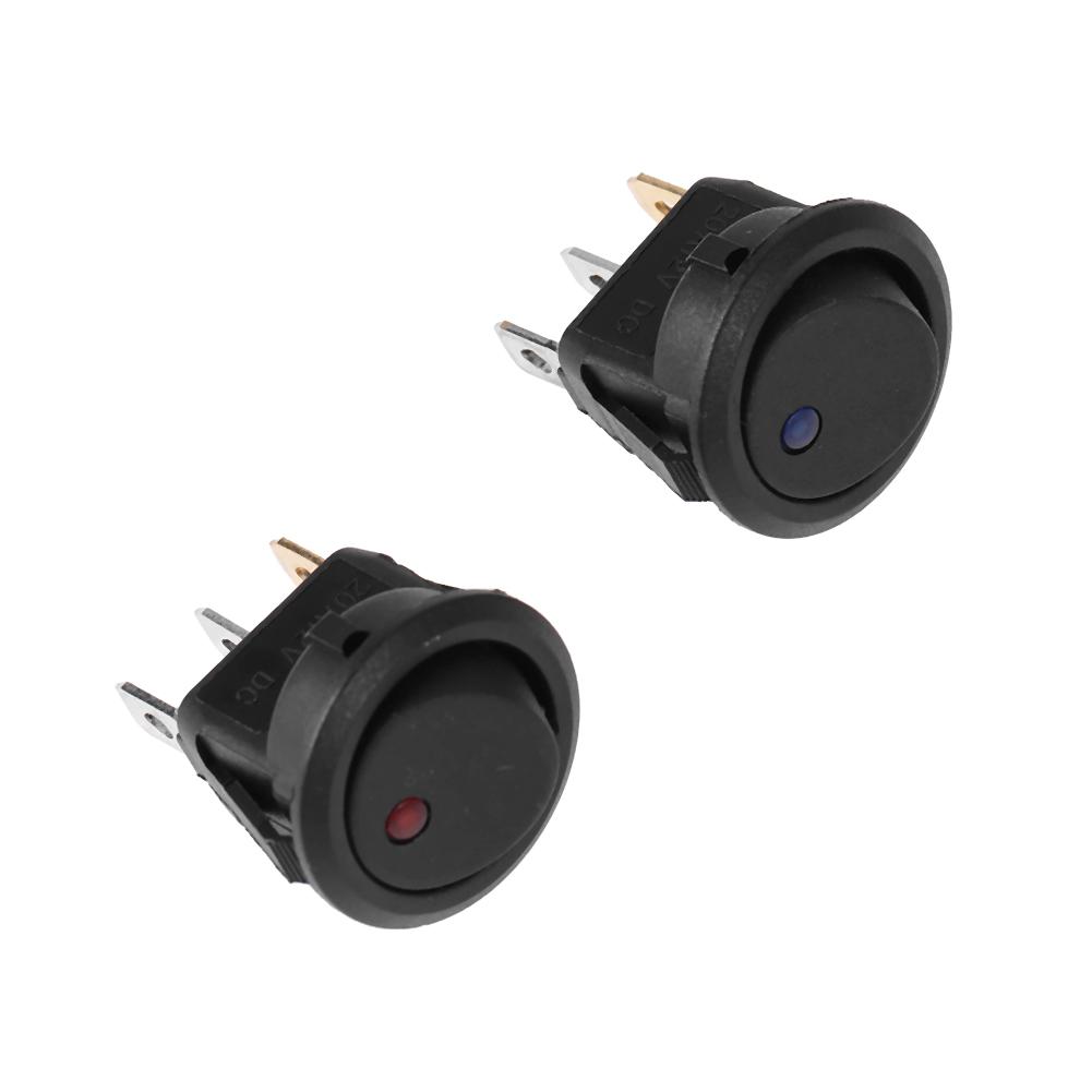 Întrerupător basculant cu LED rotund pentru mașină, 20A, 12V, 3 pini, pentru barcă, pornit/oprit