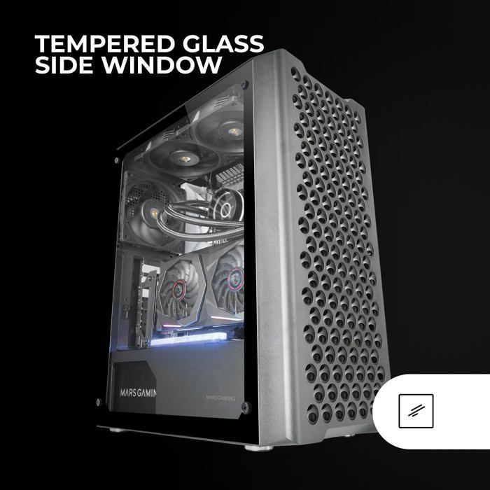 Boîtier PC ATX - Mars Gaming - MC-iPRO - Verre Trempé - Ventilateur Silencieux 120mm - Noir