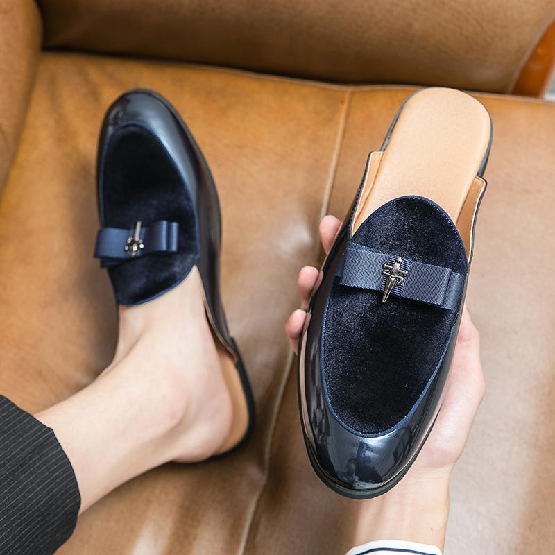 Fashion Italian Luxury Brand Summer Half Slippers Loafers Men Slip-on Soft Bottom Comfortable Fashion Casual Shoes Designer Slippers