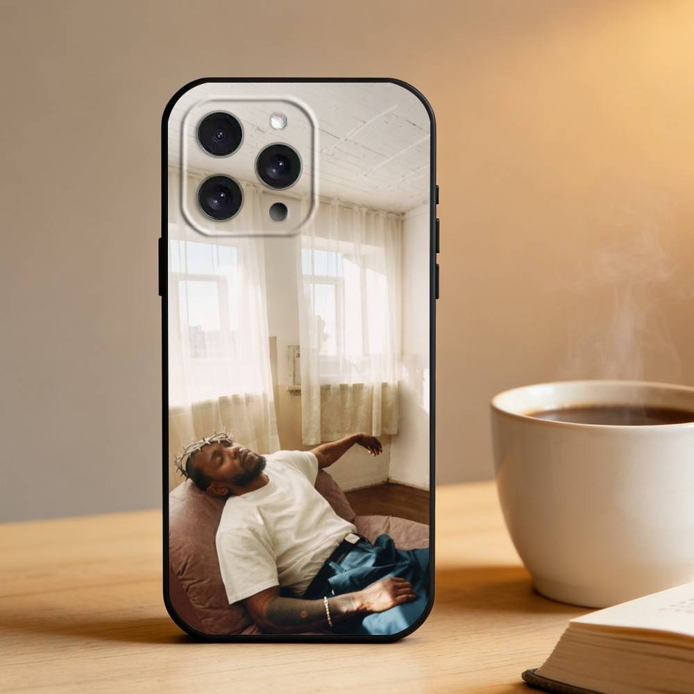 

K-Kendrick Lamar Rapper Phone Case For iPhone 17 16 15 14 13 12 Max Plus Silicone Black Cover iPhone16se4
