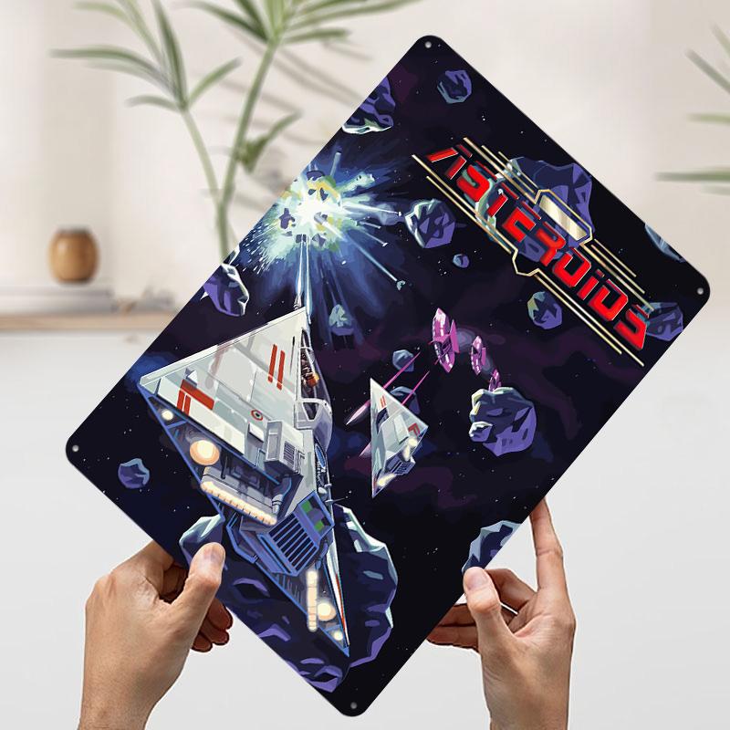 

Asteroids Game Art Poster Customized Wall Art Vintage Metal Signs Retro Tin Plaque for Man Cave Office Decor Decoration Home 7.9x11.8In(20x30cm)