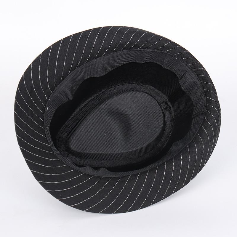 Middle-aged Men's Striped Top Hat, Solid Color Jazz Hat, Suit Material Hat, Wide Brim Design, Wide Brim Sun Hat, Large Brim.