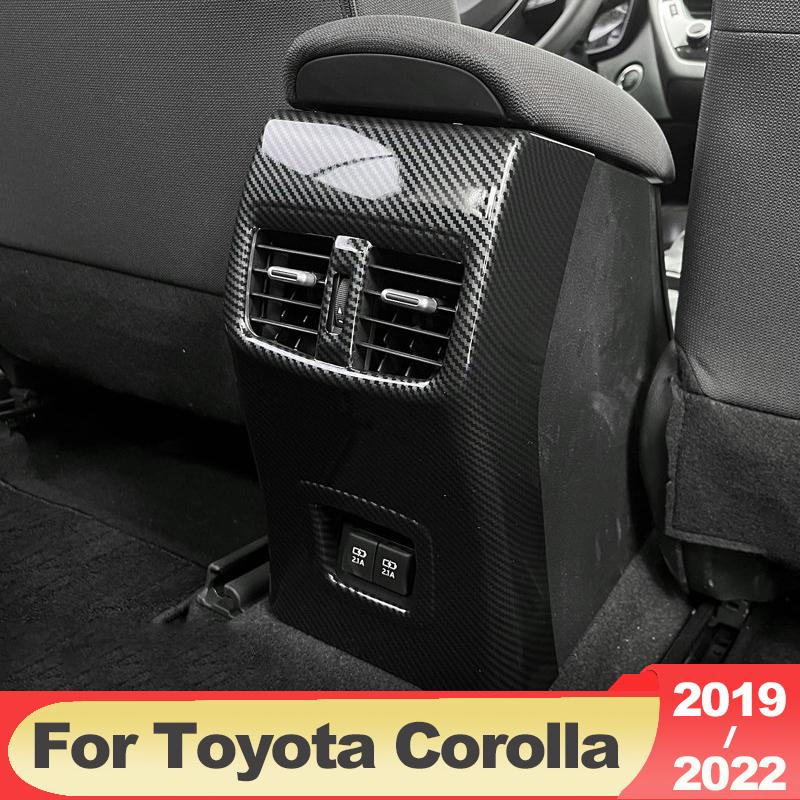 For Toyota Corolla 2022 E210 ABS Carbon Car Interior Rear Armrest Air Outlet Trim Panel Cover Case Accessories