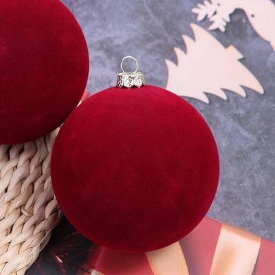 10cm Velvet Christmas Ball Pendant Flocked Reusable Christmas Hanging Balls Shatterproof Xmas Tree Ornaments