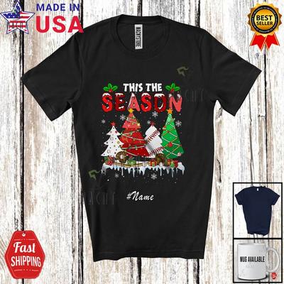 Anpassat namn Denna säsong Glädjefull julgran Basebollspelare Lag T-shirt
