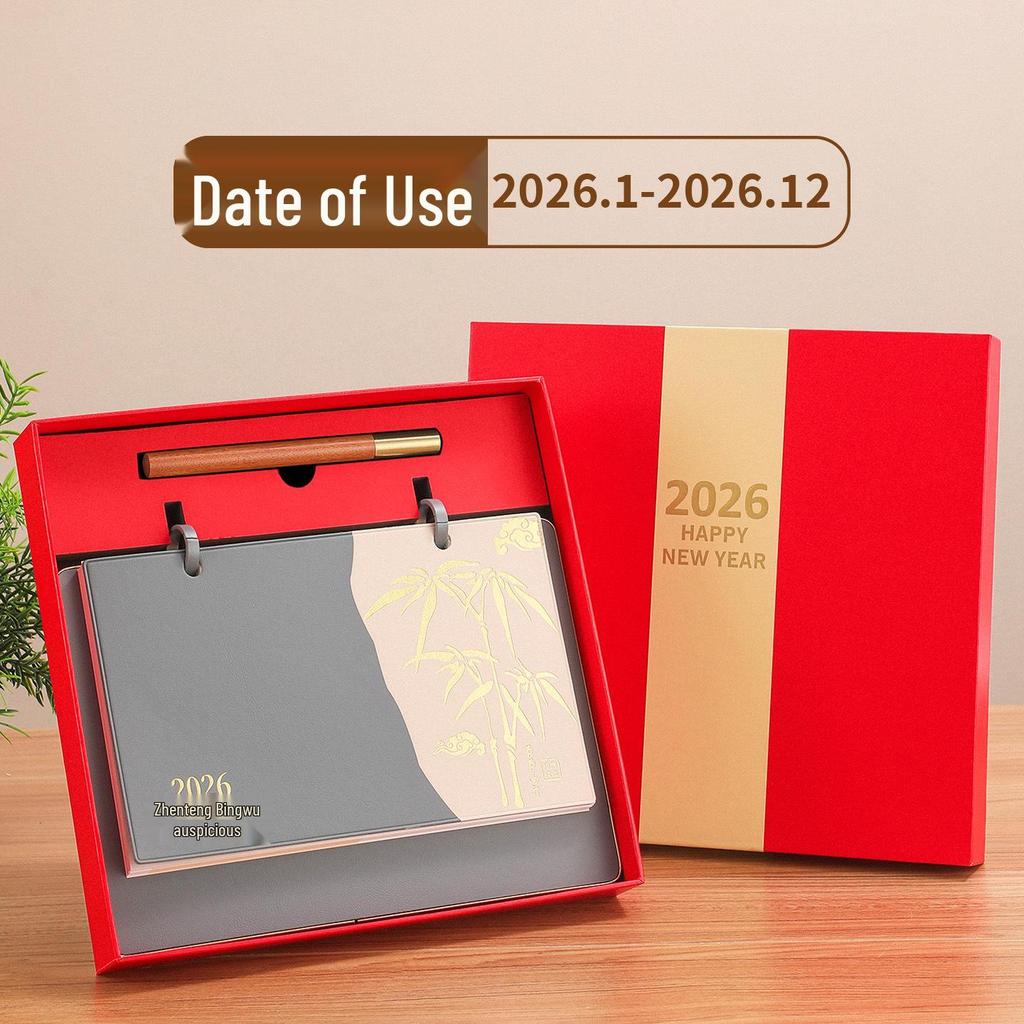 2026 Year of the Horse Leather Desktop Calendar – Custom Business Edition with Logo
