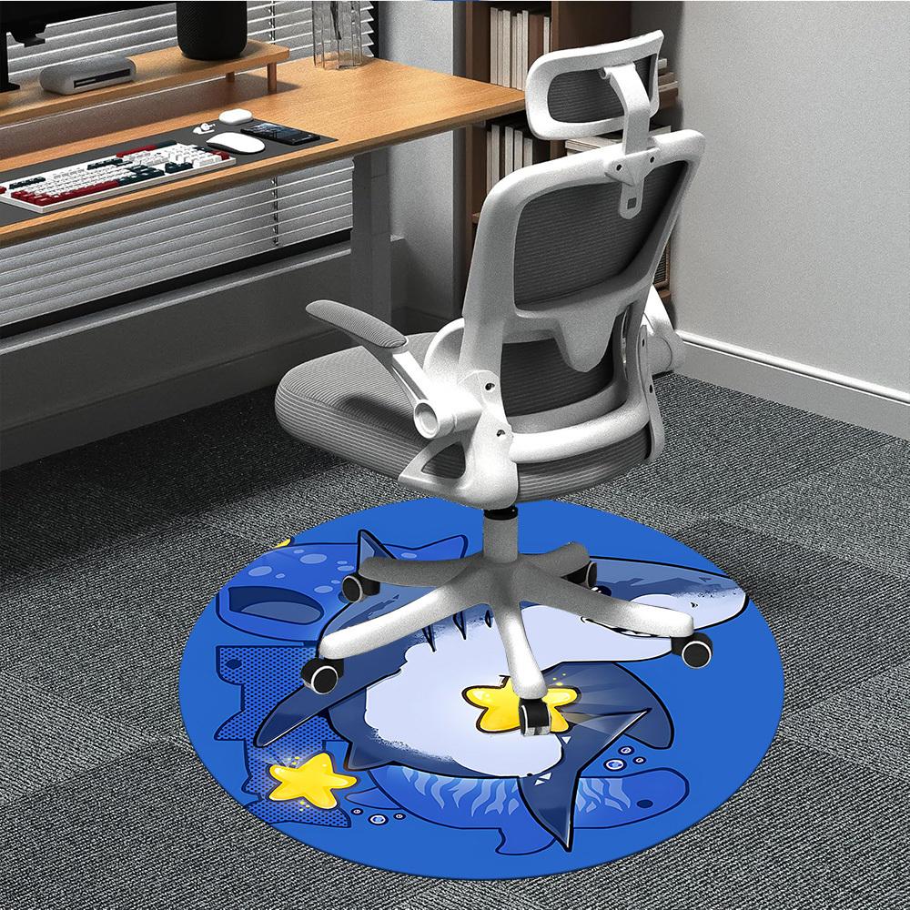 1PC Shark Starfish Office Round Area Rug, Mat Suitable For Office, Under Office Chairs Bedroom Living Room Home Decor, Room Deco