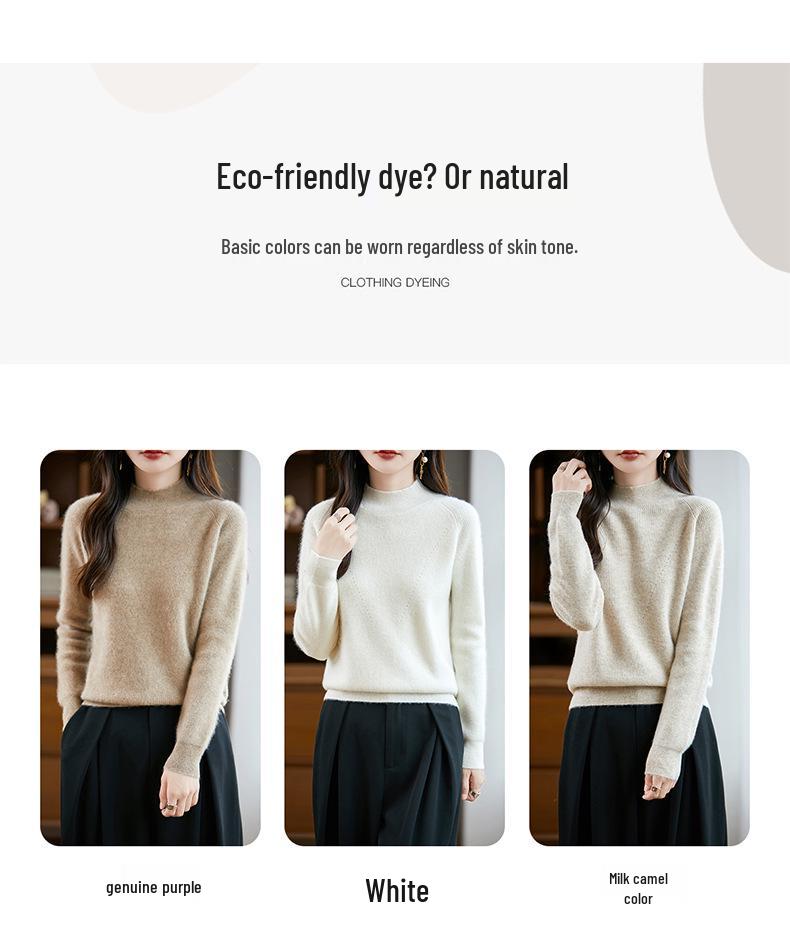 Women's High Neck Cashmere Wool Sweater, 2025 Edition - Thickened White Knitwear for Autumn and Winter