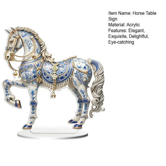 Acryl Pferd Schreibtisch Ornament 2D Flaches Pferdeschild Tischaufsatz für Wohnzimmer Büro Schreibtisch Regal Schrank Dekor
