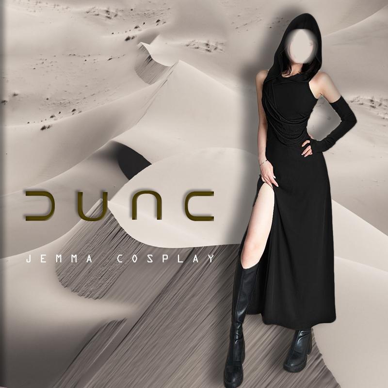 Wasteland Aesthetics Dune Косплей Сексуальные летние платья с капюшоном CyberPunk Gothic Witch Queen Y2K Streetwear Костюмы на Хэллоуин