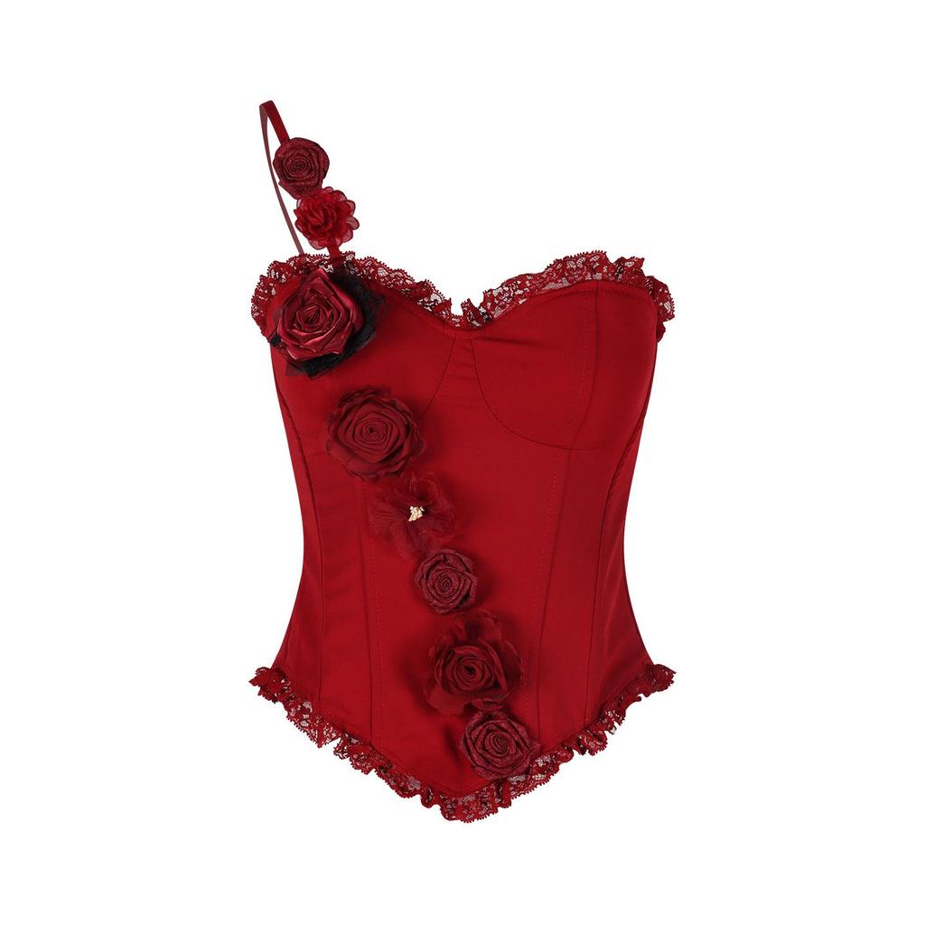 Red Fishbone Strapless Slimming Camisole - Women's Summer Style