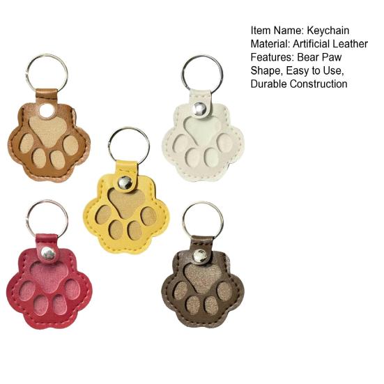 Faux Leather Pet Memorial Keychain Paw Shaped Keepsake Key Chain Easy to Use Pet Hair Storage Bag Key Holder