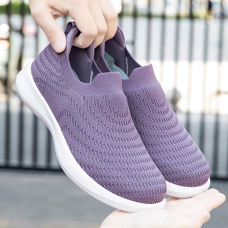 Shoes Spring new breathable fly-woven couple casual shoes soft sole light one-pedal walking shoes