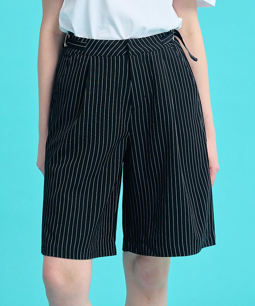MACKY Striped Bermuda Shorts Black