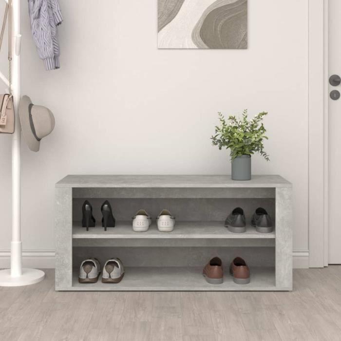 816908 vidaXL Étagère à chaussures Gris béton 100x35x45 cm Bois d'ingénierie