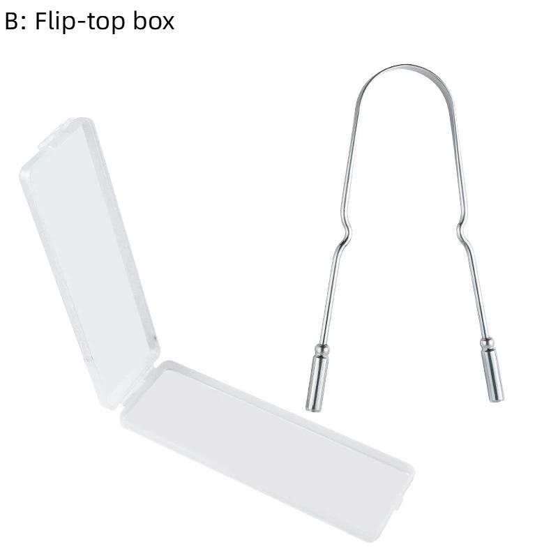 

Скребок для языка из нержавеющей стали/чистой меди с футляром, Очиститель полости рта, Щетка, Свежая чистка, Гигиена, Высокое качество, Скребок для языка B