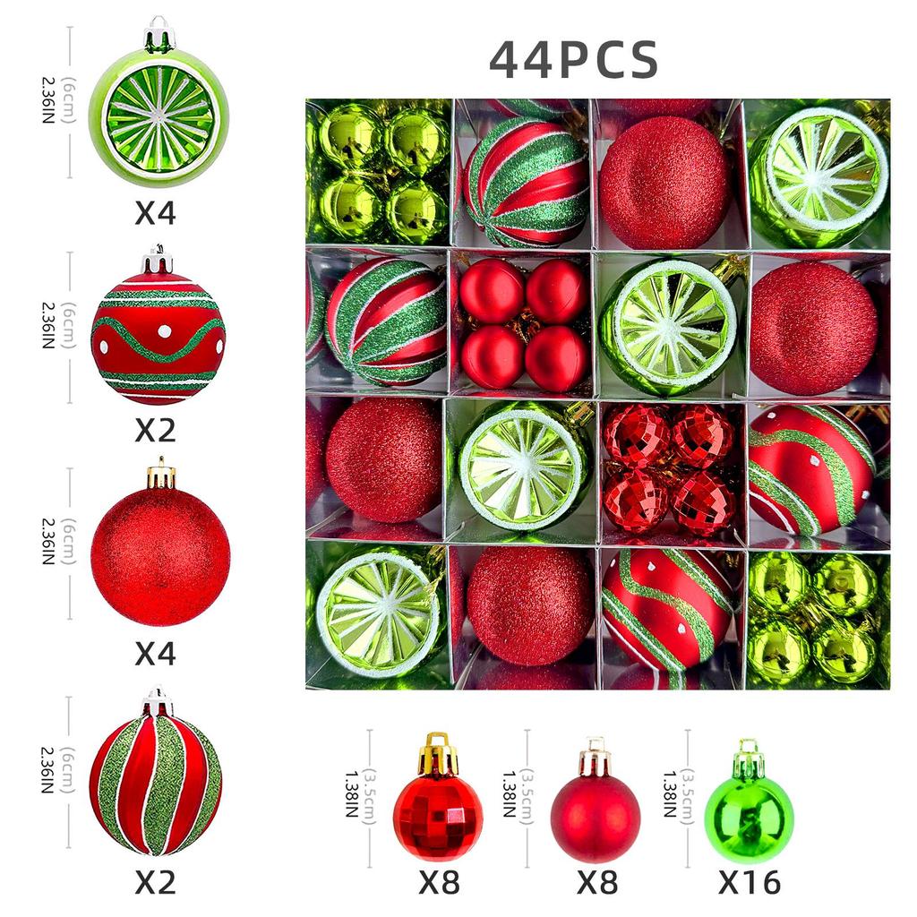 6cm Electroplated Shiny Irregular Christmas Tree Ball Set