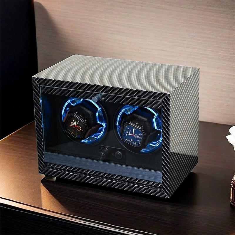 1 2 4 6 Slot High-End Automatic Watches Box Carbon Fiber Texture Automatic Winding Rocking Device Luxury Wood Watch Winder