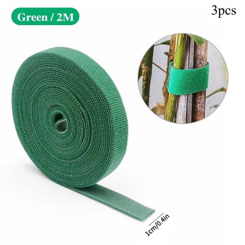 3 Rolls Green Garden Twine Plant Ties Nylon Plant Bandage 2 Meters Garden Hook Loop Bamboo Cane Wrap Support Garden Accessories