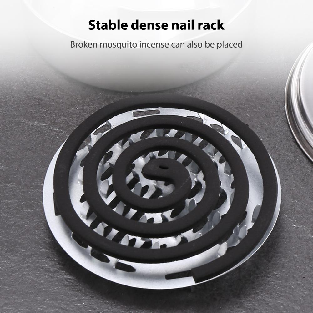 Stainless Steel Repellent Incense Plate Fireproof Mosquito Coil Tray with Cover Mosquito Spiral Holder Box Incense Burner Stand