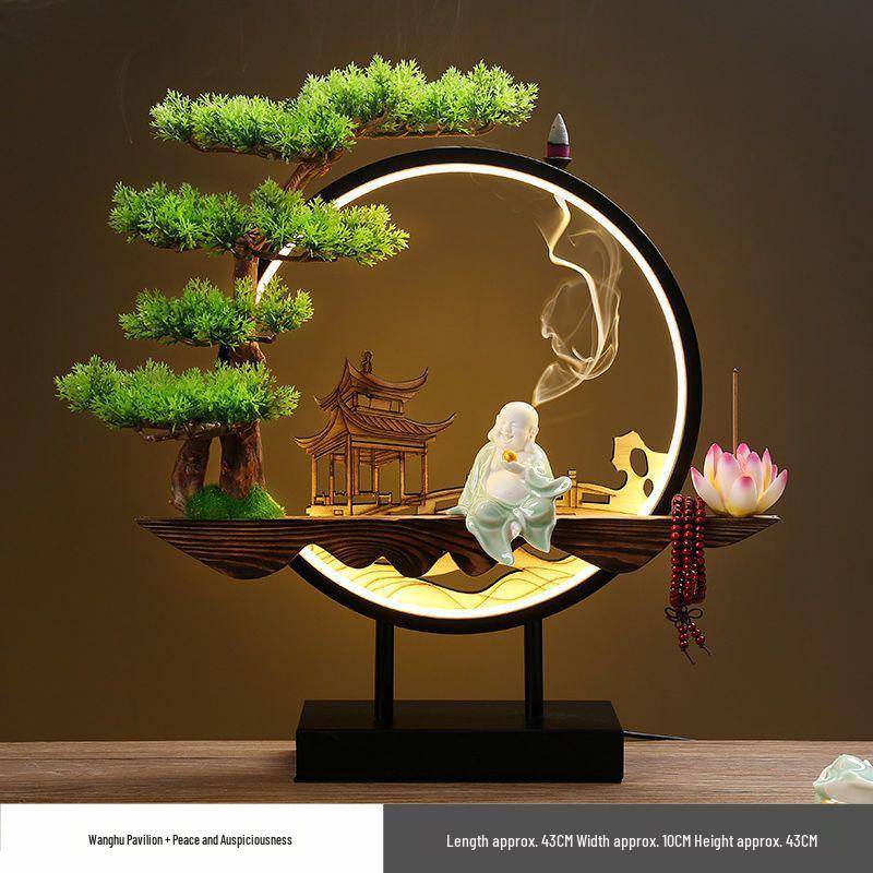 Chinese Style Backflow Incense Burner - Pine Design for Home & Office Décor