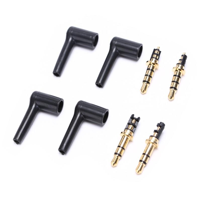 2pcs/lot 90 Degrees 3.5mm Stereo Headset Plug Jack 3 4 Pole 3.5 Gold Plated Black Audio Plugs Jack Adaptor Connector