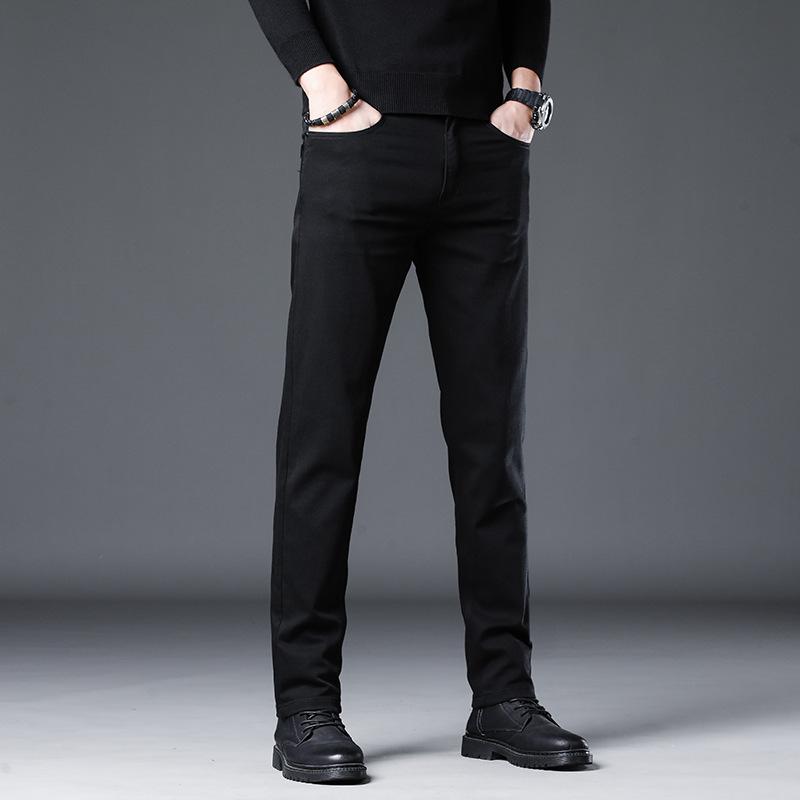 Non-fading Stretch Jeans Men's Korean Style Trendy Slim Straight Pants 2023 Autumn Large Size Loose And Casual
