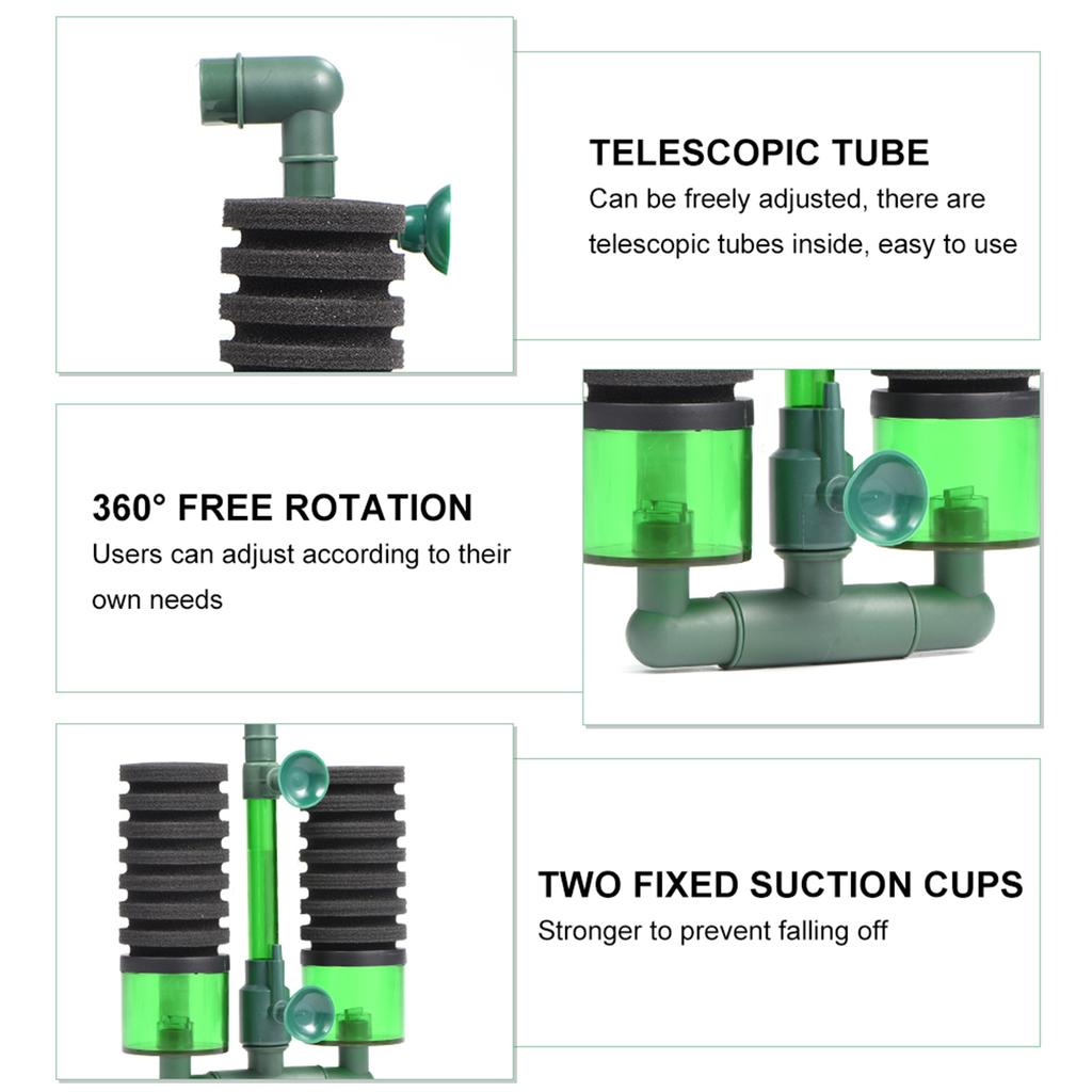 2 Types Aquarium Double Head Biochemical Sponge Foam Filter Fish Tank Equipment