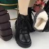 Damenschuhe Lässige Plateau-Stiefel Kleine Größe Wählen Stiefel Damen Kurze Leder Bequeme Stiefeletten Wasserdicht Dicksohlig Gepolstert Warm