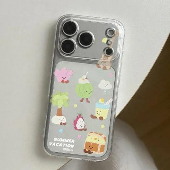 Space Shell Dragon Coconut Tree Case: Compatible with Apple 17 Pro Max/16, Transparent, Drop-proof for 14/13 Pro
