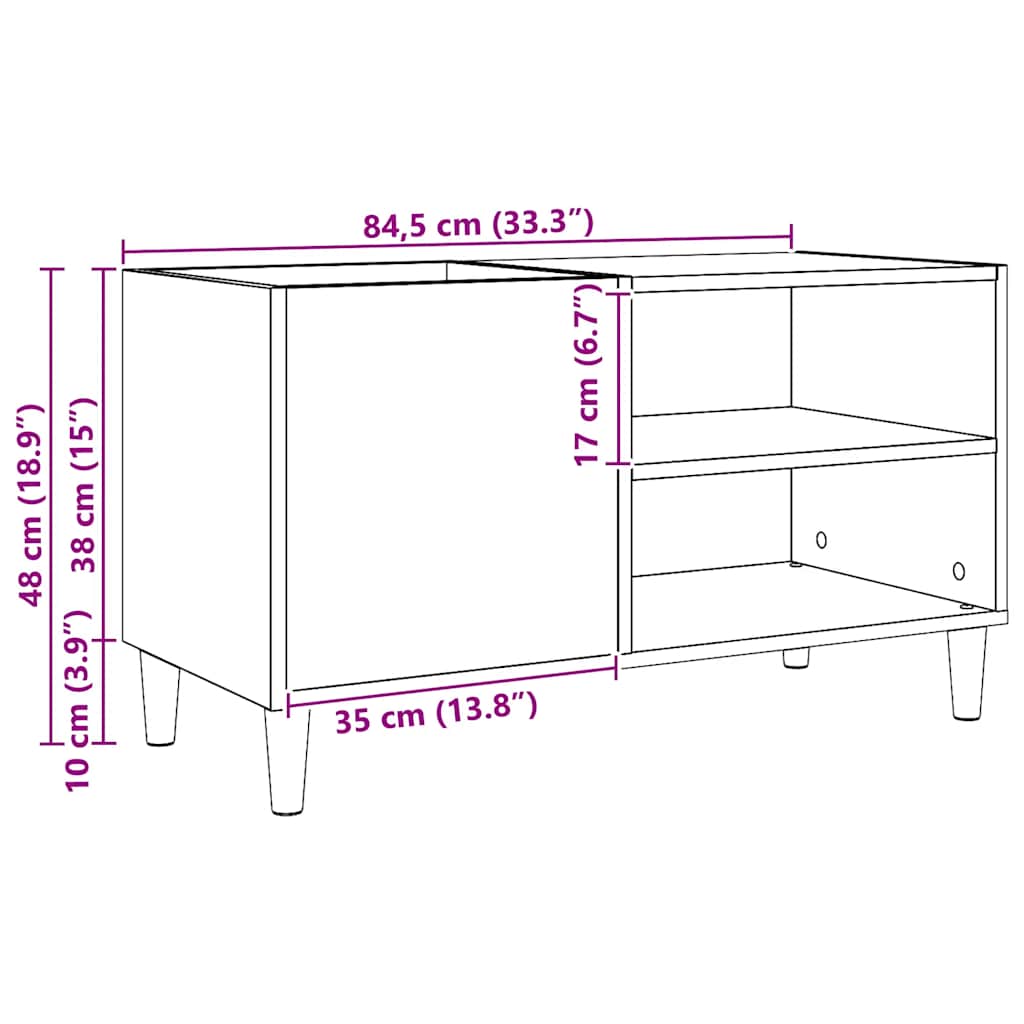 Record Cabinet Artisan Oak 84.5 x 38 x 48 cm Particleboard