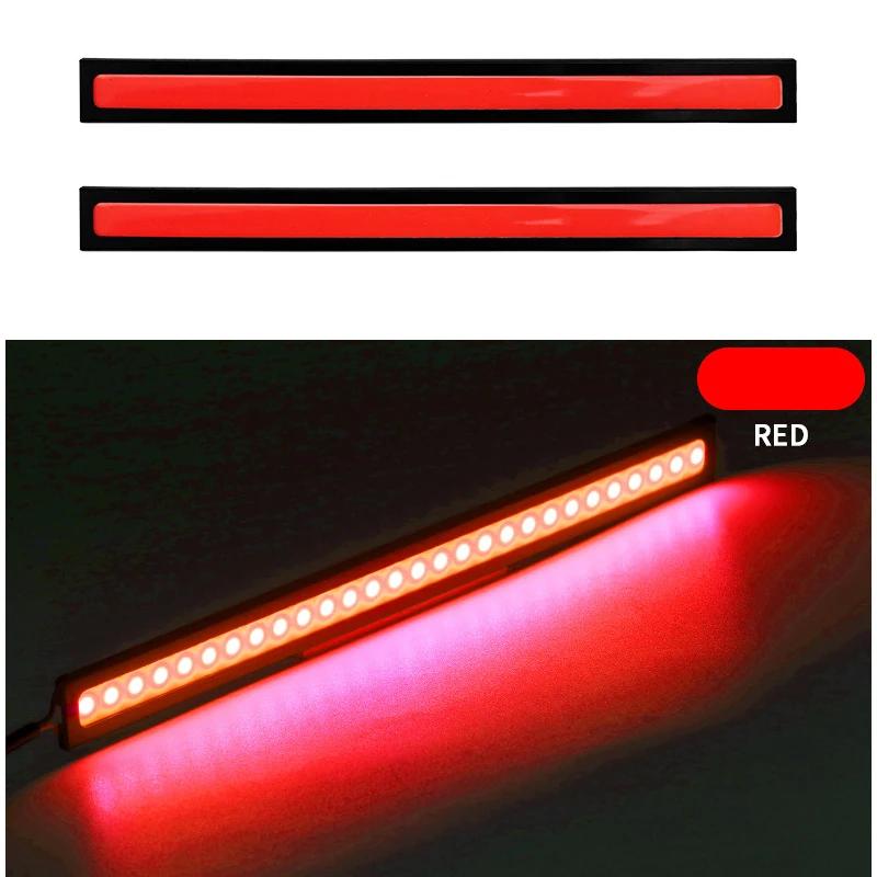 

2Pcs 17CM Car LED COB Daytime Running Light Strip 12V Auto DRL Driving Parking Fog Lamp Waterproof for Truck Vehicle Decoration Red