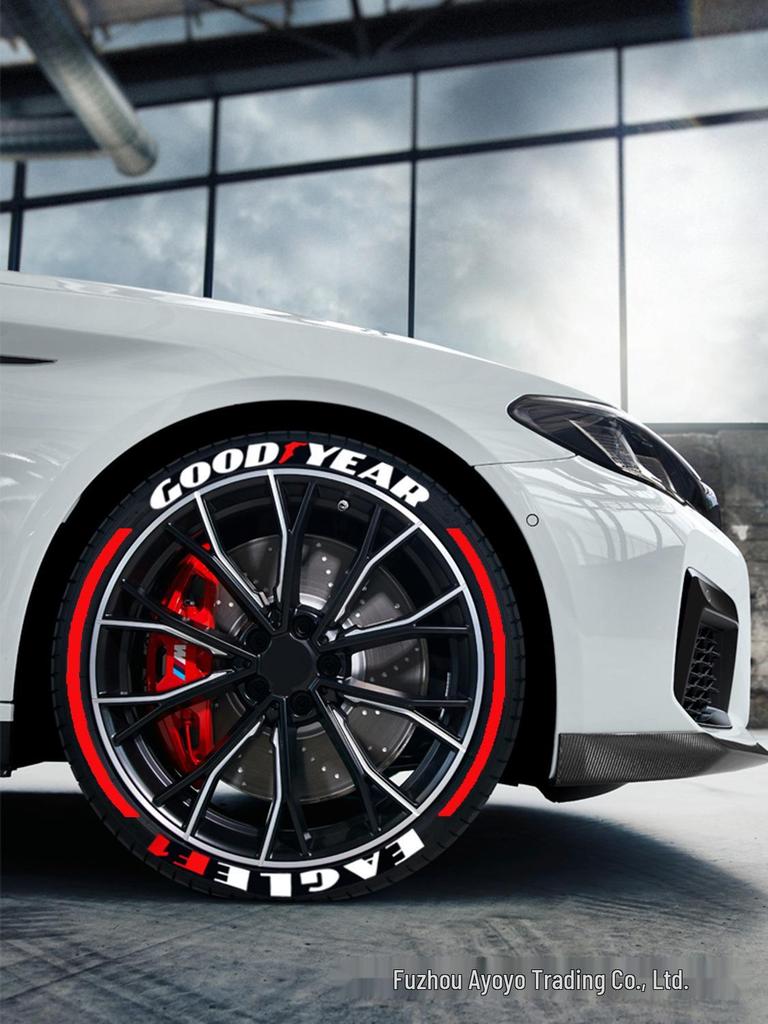 One-Piece Reflective 3D PVC Tire Letter Sticker - Personalized Car Modification
