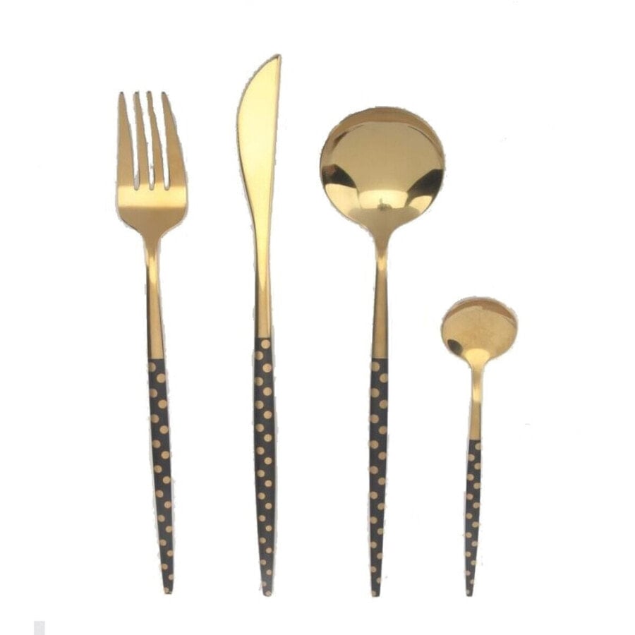 

Столовые приборы DKD Home Decor Чёрный Позолоченный