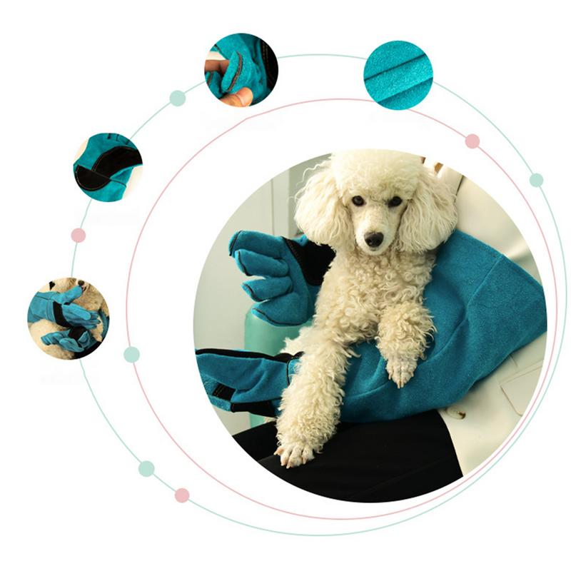 Pet Gloves Durable Anti-Bite Leather Protective Gloves Dog Cat Cutting-proof And Anti-thorn Animal Handling Supplies 45cm