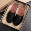 Summer Spring Non-slip Leather House Slippers: Closed-toe Indoor Sandals for Couples, Perfect for Beauty Salons & Fitting Rooms.