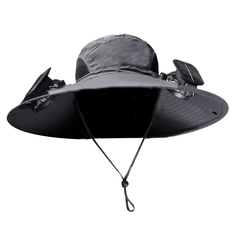 Fishing Hat for Adult with USB Cooling Fan Solar Powered Fan Hat Waterproof Sun Protective Hat for Outdoor Activity