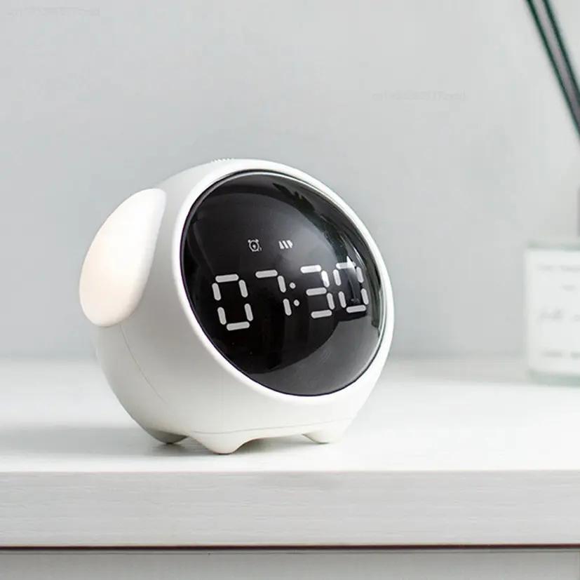 Cute Expression Alarm Clock Snooze LED Digital Night Light Children Bedroom Multifunctional Voice Controlled Light Alarm Clocks