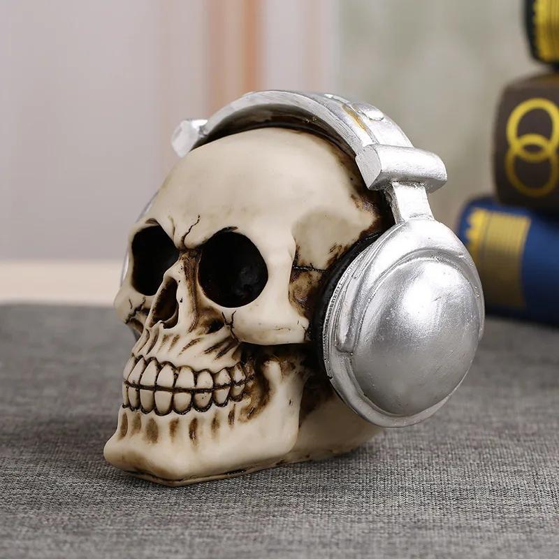 Gothic Culture Resin Skull Decor Statue -Steampunk Skull Halloween Decoration Party Decoration Props Home Bar Decoration